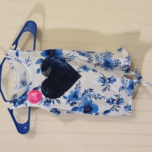 Blue Floral Tank Top